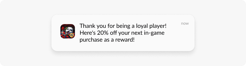Push notification gaming app