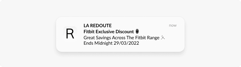 La Redoute discount push notification example