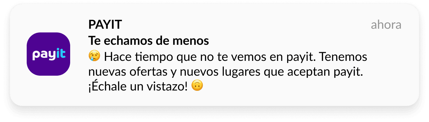 Notificación push para la reactivación de usuarios móviles