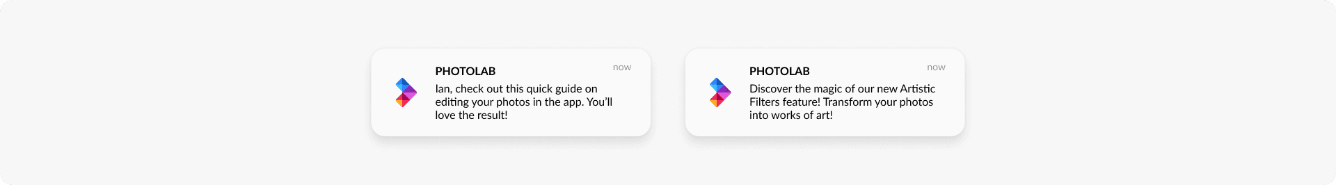 Push notifications for feature discovery