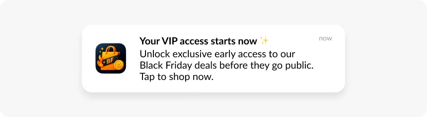 Early access black friday push notification