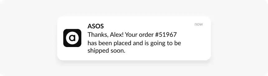 Asos transactional push notification example